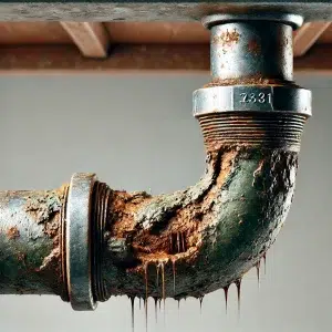 corroded pipe under sink
