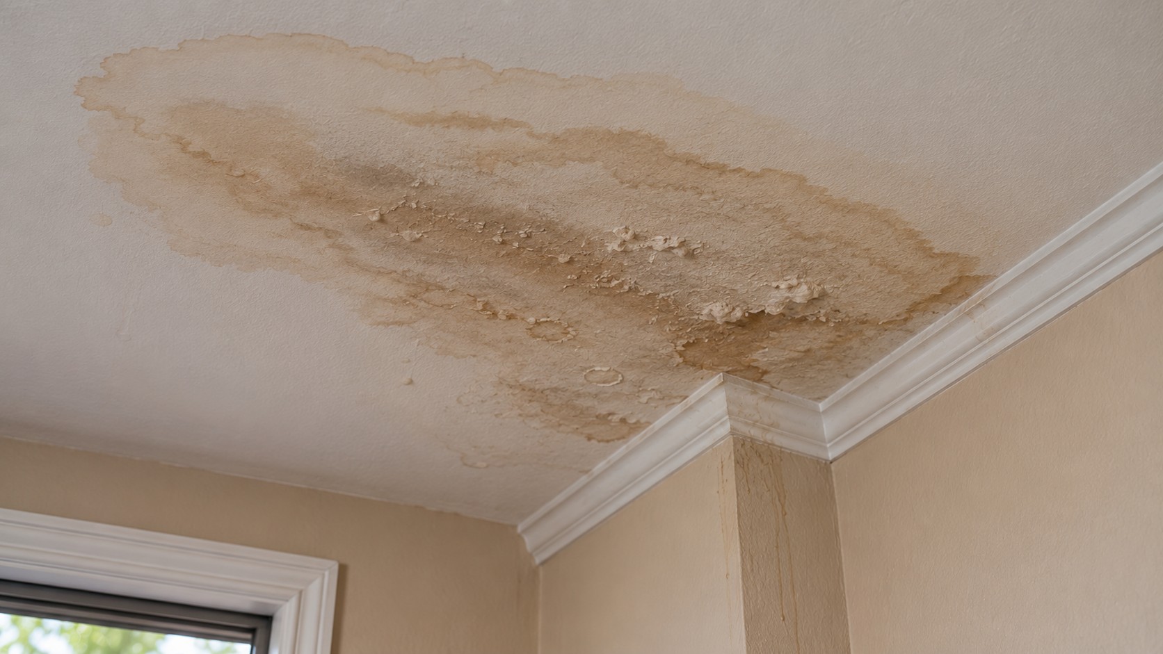Ceiling water stain caused by a concealed plumbing leak